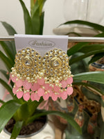 Gold-Plated Kundan and Pearl Classic Chandbalis Earrings