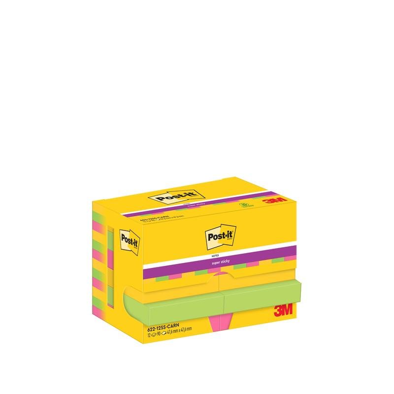 Post-it® Super Sticky Notes, 47,6 mm x 47,6 mm, 90 Blatt/Block, 100% PEFC