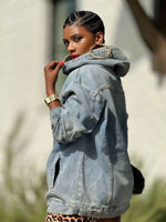 Damen Denim Oversized Hoodie „Urban Edge“ – Premium Jeans-Kapuzenpullover im Vintage-Look