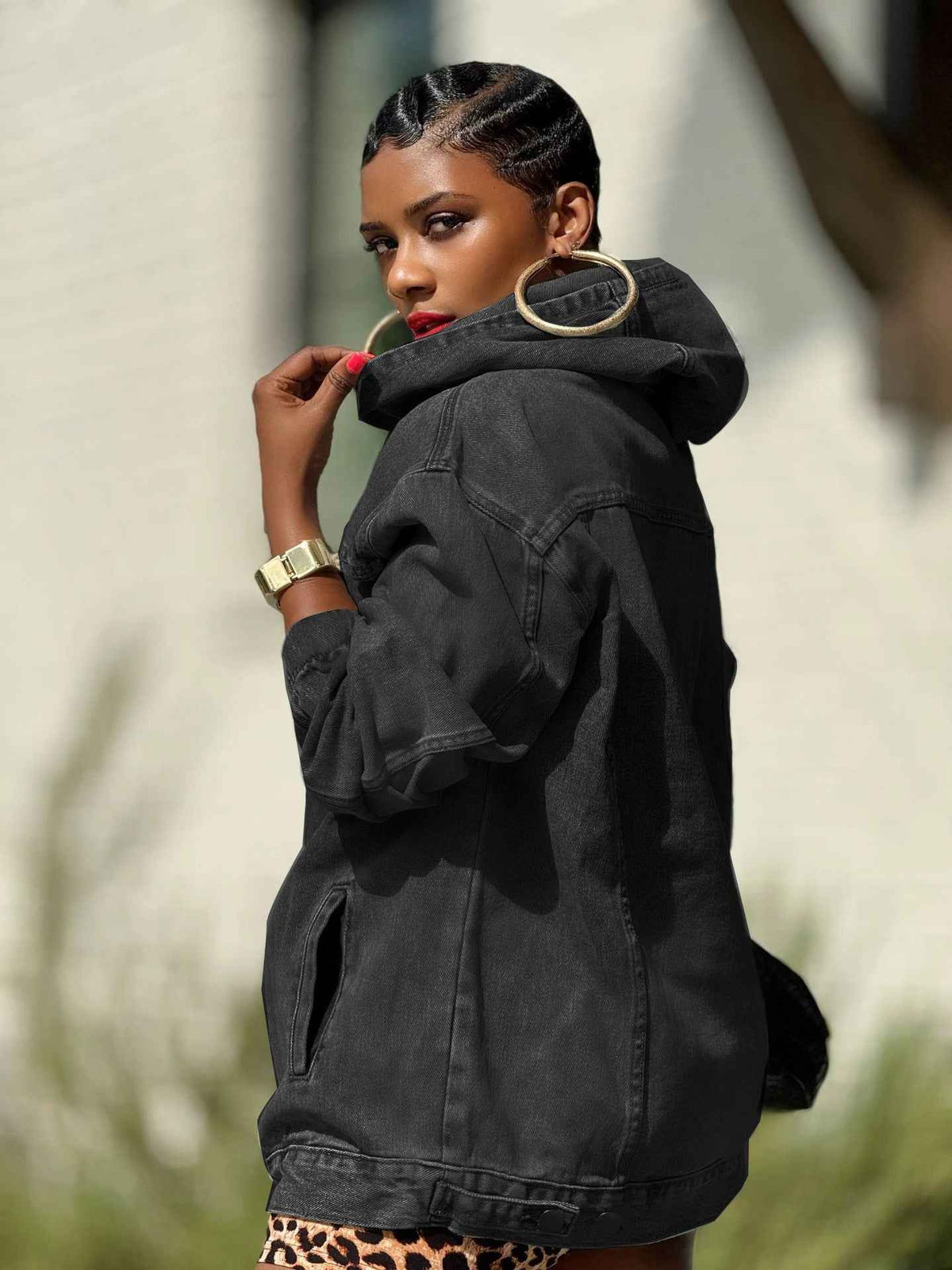 Damen Denim Oversized Hoodie „Urban Edge“ – Premium Jeans-Kapuzenpullover im Vintage-Look