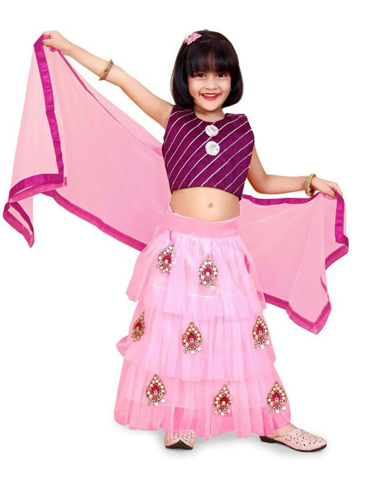 Lehenga & Blouse With Dupatta Embroidered in Belgium