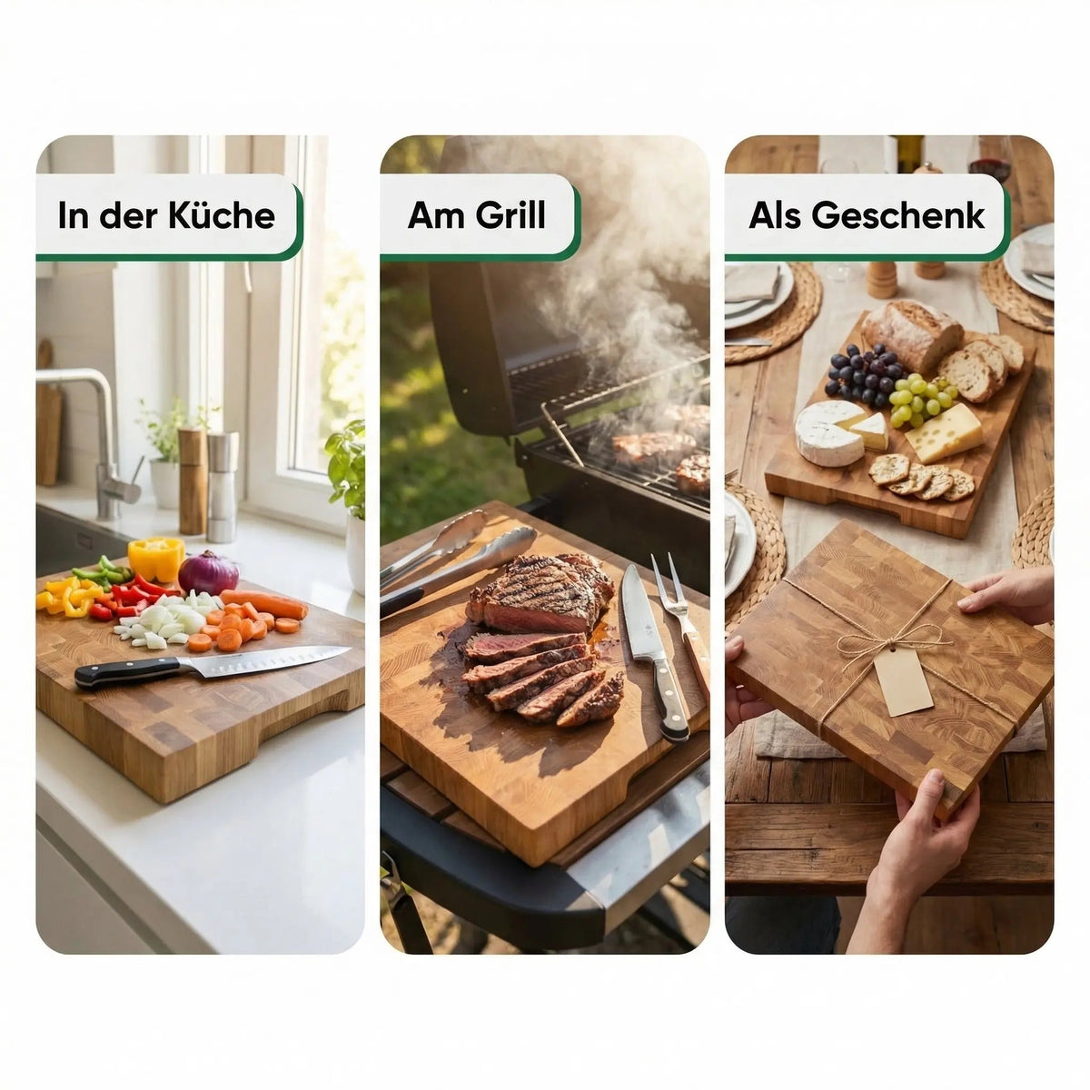 Schneidebrett groß Eiche Stirnholz 43x33x4,3cm – Profi Hackblock & Hirnholzbrett