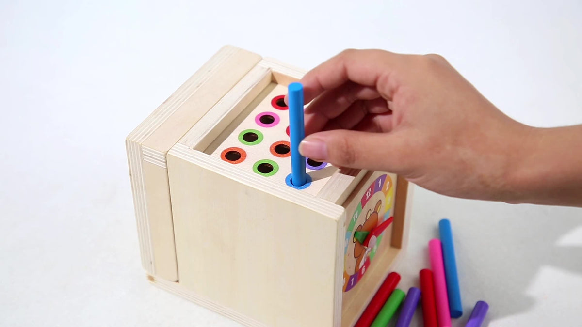 Montessori Holz Lernbox – Multifunktionales Steck- & Formenpuzzle für Kinder