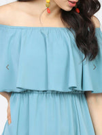 Blue Off-Shoulder Maxi Dress in Munich