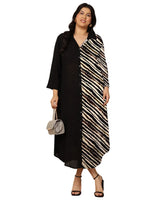 Women's Plus Size Black Diagonal Striped Shirt Dress in Germany