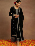 Kurta With Palazzos & Dupatta with Floral Embroidery