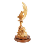 Zwei Delfine aus Olivenholz – Handgeschnitzte Skulptur aus Bethlehem (32 cm)