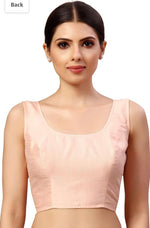 Women's Readymade Art Silk Sleeveless Saree Blouse(Peach)