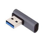 USB 3.1 Gen 2 Adapter Typ C Buchse zu 3.0 Typ A Stecker Winkel Kabel in Grau | System-S