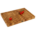 Profi Hackblock Eiche 50x35x4cm – Stirnholzbrett mit Saftrille & Silikonfüßen