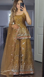 Party Wear Look Top-Palazzo and Dupatta With Heavy Embroidery Work Suit