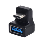 USB 3.1 U Turn 180° Adapter Typ C Stecker zu 3.0 Typ A Buchse Kabel in Schwarz | System-S