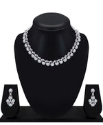 Women's Silver Plated American Diamond Necklace/Jewellery Set with Earrings