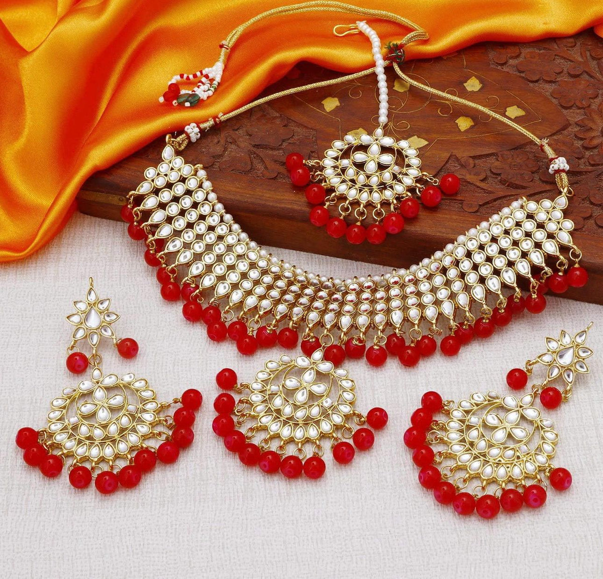Kundan Gold Plated Choker Necklace Set for Women