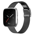 Armband Milanaise aus Metall für Fitbit Versa 2 1 Lite Smartwatch in Schwarz | System-S
