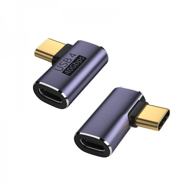 USB4 USB Adapter Typ C Stecker zu Buchse 40 Gbit/s Winkel USB 4.0 Kabel in Grau | System-S