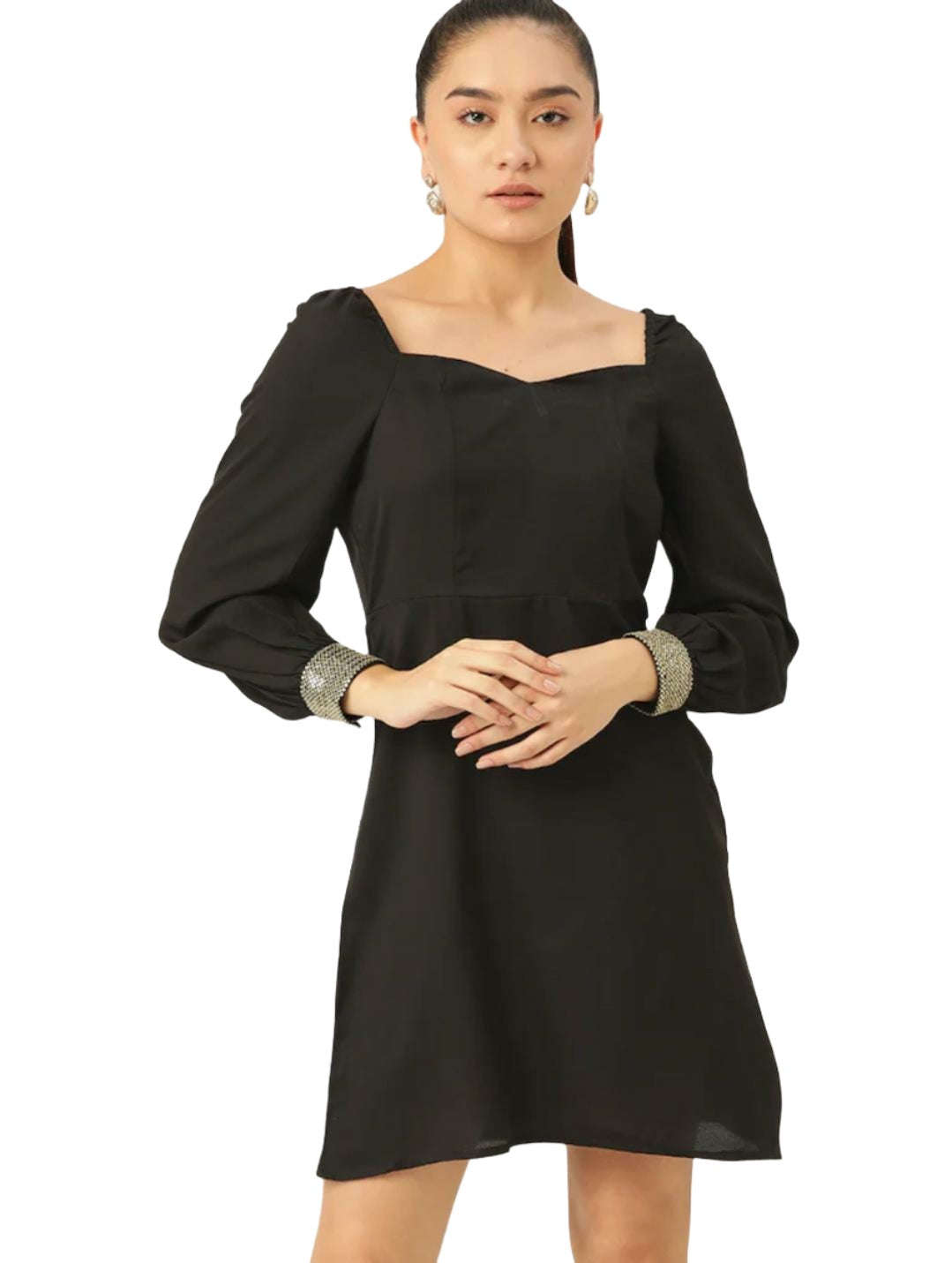 Black Solid A-Line Dress Namma Markt
