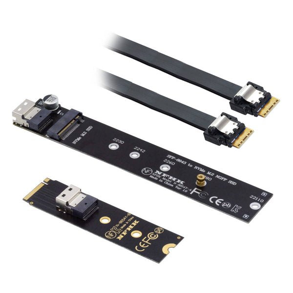 SFF-8654 NGFF M-key 40 cm NVME Kabel Stecker zu Buchse für Mainboard SSD | System-S