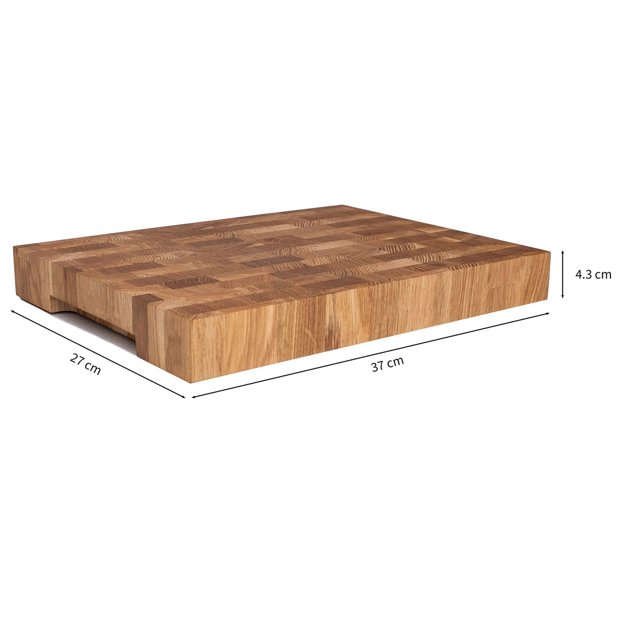 Stirnholz Schneidebrett Eiche 37x27x4,3cm – Massiver Hackblock