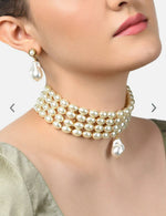 Pearls Gold Plated White Pearl Beaded Jewellery Set