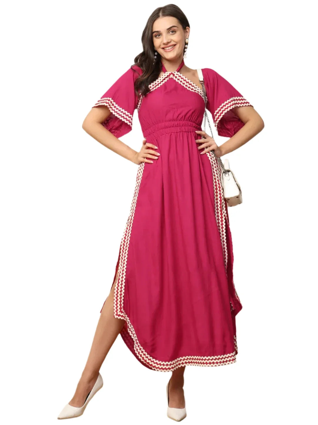 Magenta A Line Slit Dress For Women in Berlin