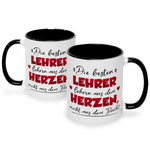 Bedruckte Tasse mit Spruch Die besten Lehrer lehren aus dem Herzen