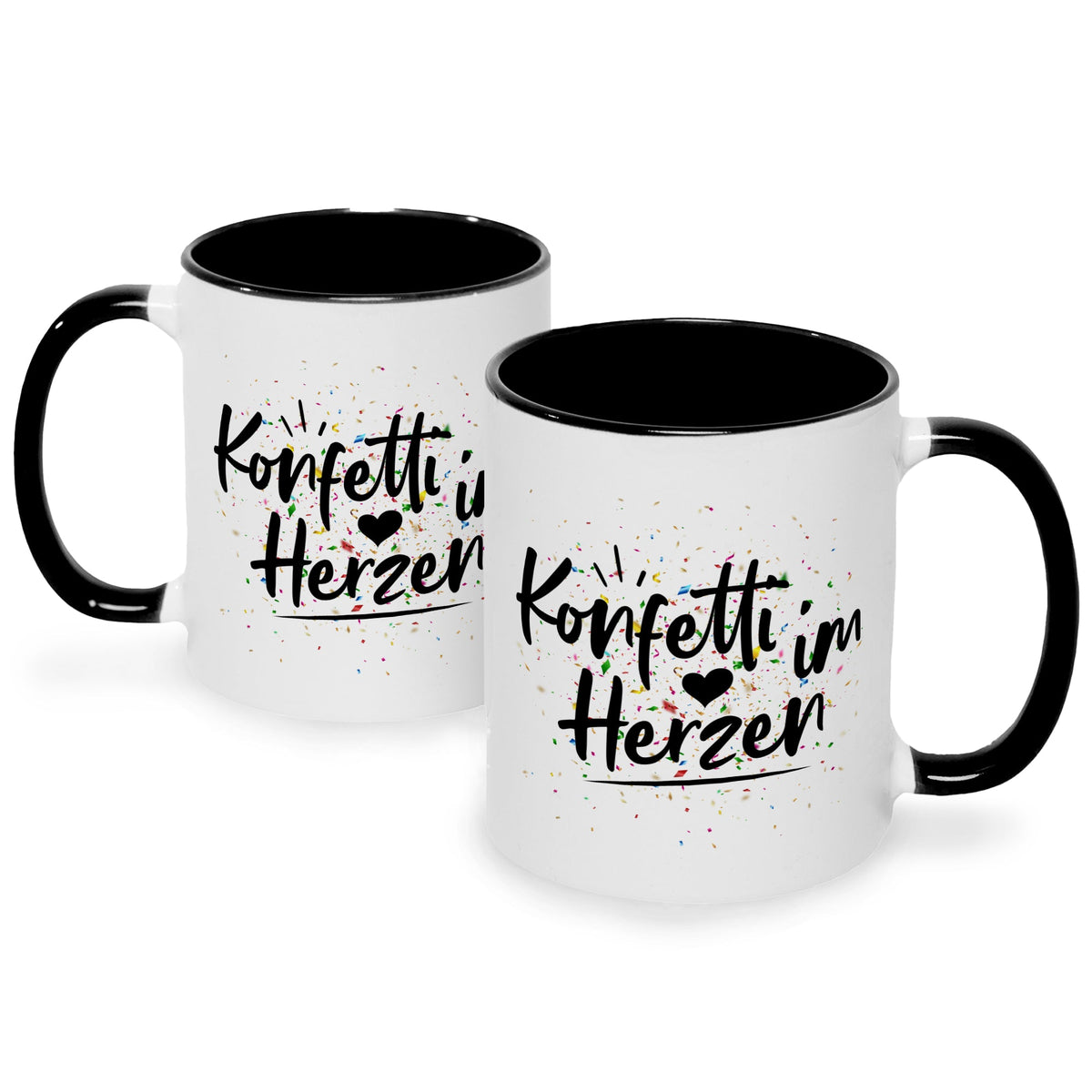 Bedruckte Tasse mit Spruch Konfetti im Herzen