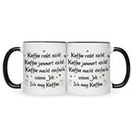 Bedruckte Tasse mit Spruch Kaffee redet nicht