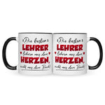 Bedruckte Tasse mit Spruch Die besten Lehrer lehren aus dem Herzen