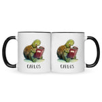 Bedruckte Tasse mit Name - Lesende Schildkröte