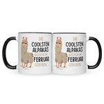 Bedruckte Tasse mit Spruch Die coolsten Alpakas