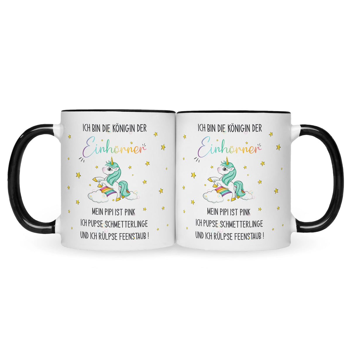 Bedruckte Tasse mit Spruch Königin der Einhörner