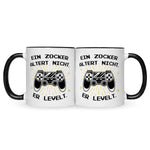 Bedruckte Tasse mit Spruch - Ein Zocker altert nicht er levelt