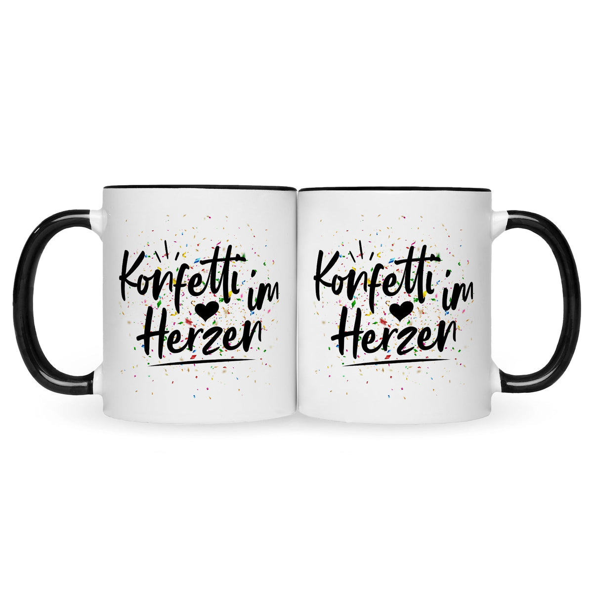 Bedruckte Tasse mit Spruch Konfetti im Herzen