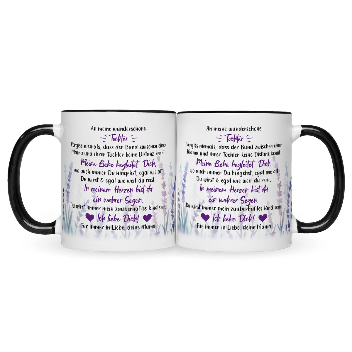 Bedruckte Tasse mit Spruch von Mama für die Tochter