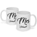 Bedruckte Tassen mit Spruch - Mr & Mrs mit Namen