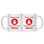 Bedruckte Tasse mit Spruch Finger weg!