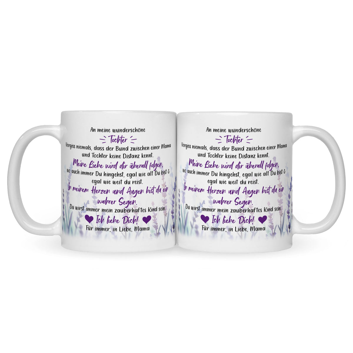 Bedruckte Tasse mit Spruch von Mama für die Tochter