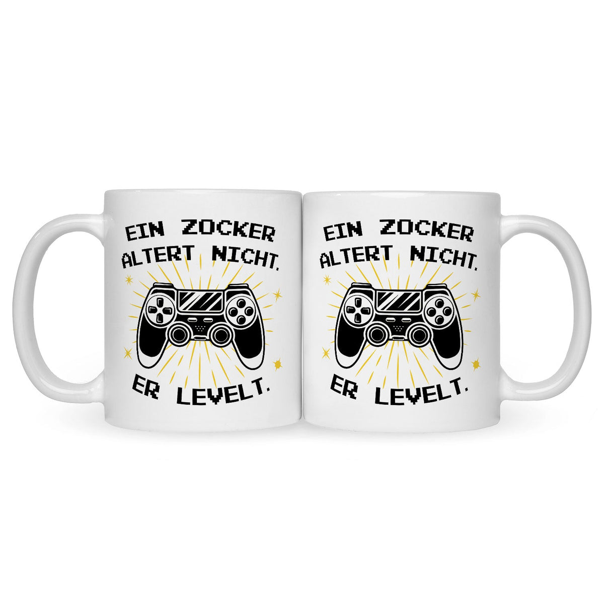 Bedruckte Tasse mit Spruch - Ein Zocker altert nicht er levelt