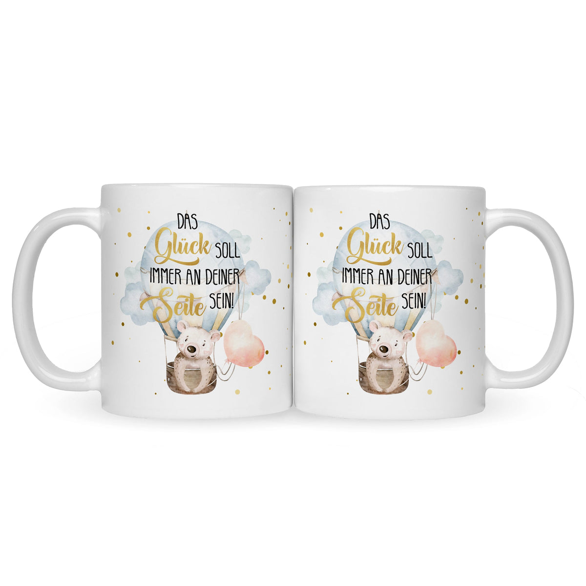 Bedruckte Tasse mit Spruch Glück immer an deiner Seite