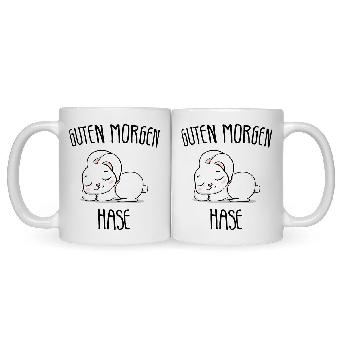 Bedruckte Tasse mit Spruch Guten Morgen Hase