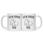 Bedruckte Tasse mit Spruch Guten Morgen Hase