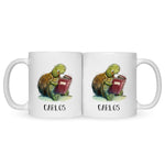 Bedruckte Tasse mit Name - Lesende Schildkröte