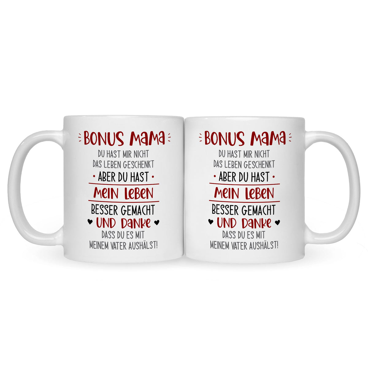 Bedruckte Tasse mit Spruch Bonus Eltern