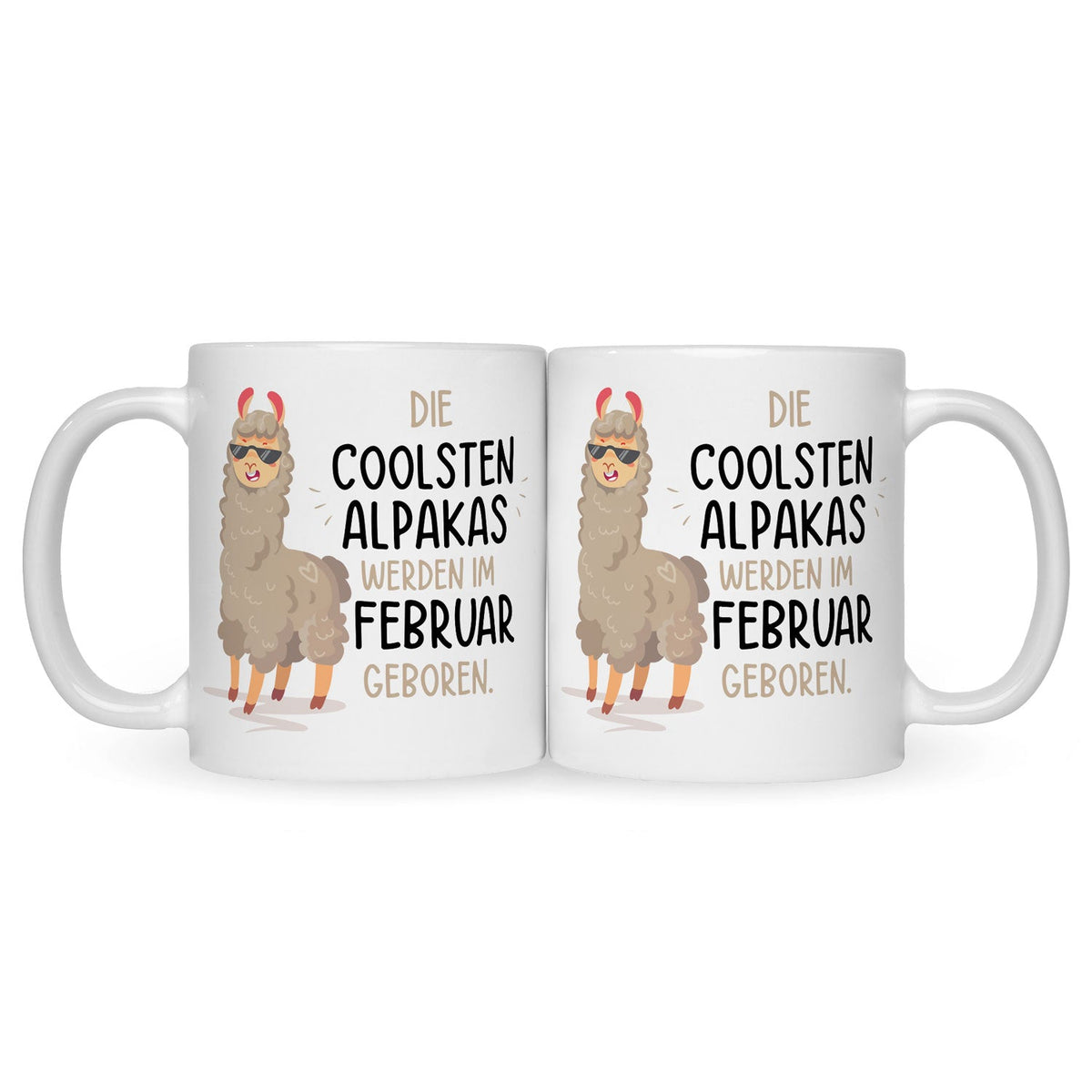 Bedruckte Tasse mit Spruch Die coolsten Alpakas