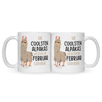 Bedruckte Tasse mit Spruch Die coolsten Alpakas