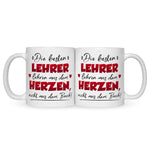 Bedruckte Tasse mit Spruch Die besten Lehrer lehren aus dem Herzen