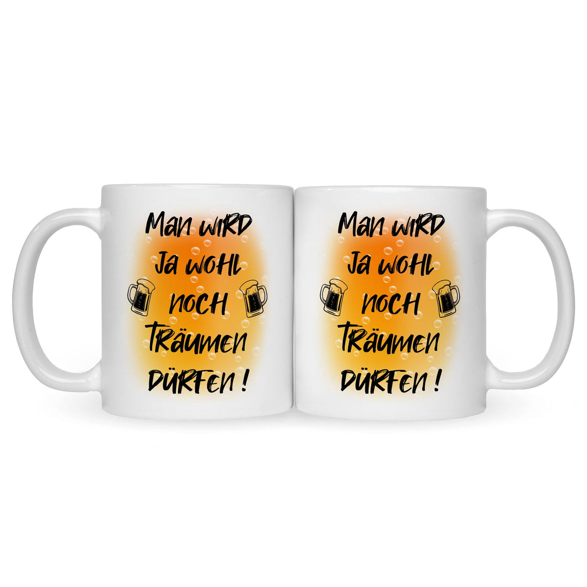 Bedruckte Tasse mit Spruch Man wird ja wohl noch träumen dürfen
