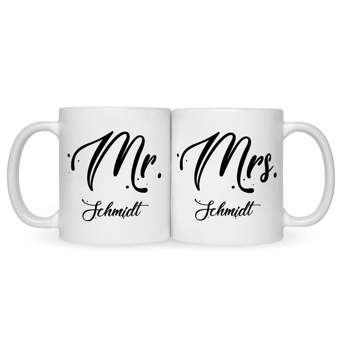 Bedruckte Tassen mit Spruch - Mr & Mrs mit Namen