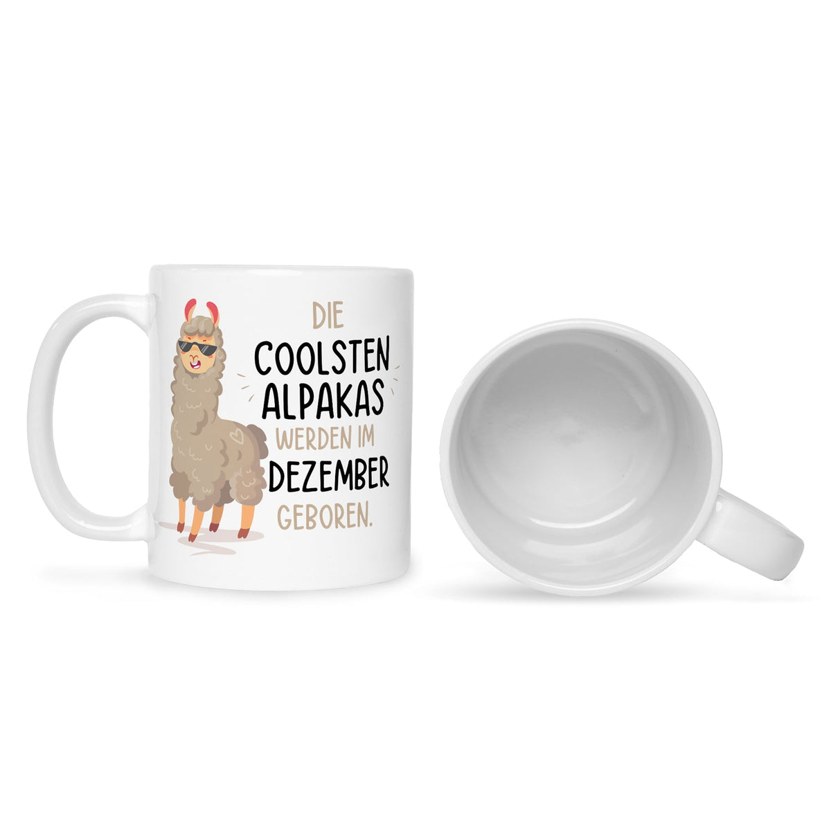 Bedruckte Tasse mit Spruch Die coolsten Alpakas